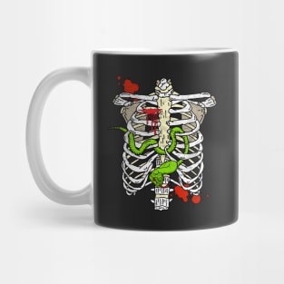 Halloween Skeleton Ribcage and Green Viper Snake Mug